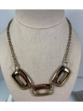 Liz Claiborne Gold Tone Geometric Necklace Earrings Set Original Box